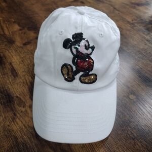 Mickey Mouse Sequin Disney Ball Cap Hat Adjustable Velcro